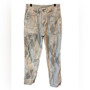 Pilcro Anthropologie embroidered The Wanderer jeans 27 western festival Greige